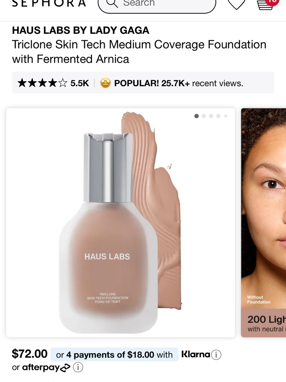 BNIB Haus Labs Triclone Foundation, 200 light medium neutral